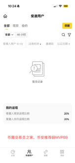 币安推荐码MVP使用后，受邀用户的界面会看到我的返现比例是现货和合约各自20%