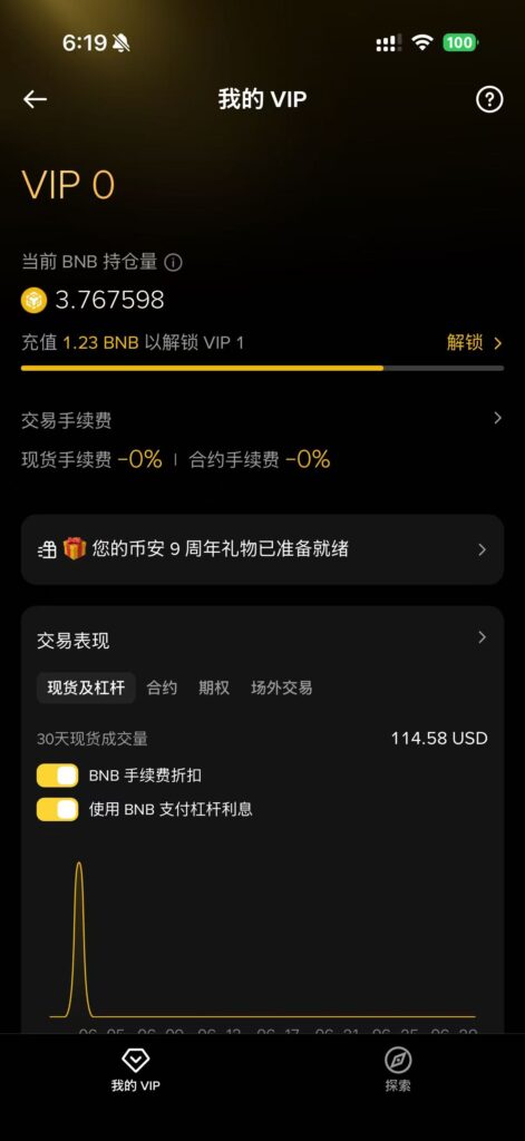币安“我的VIP”功能专区